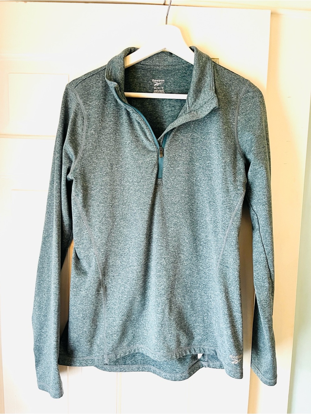 Reebok Teal Heather Half-Zip Exercise Running Top M